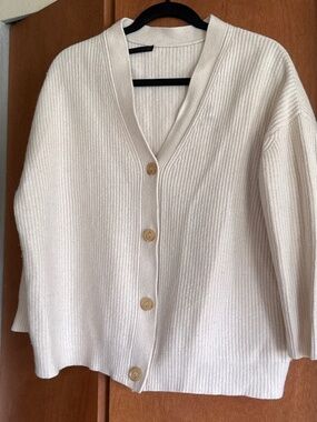 Jenni Kayne Button Front Cocoon Cardigan in Ivory Cashmere